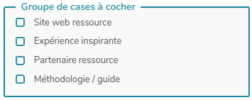 Sélection sous forme de groupe de cases à cocher